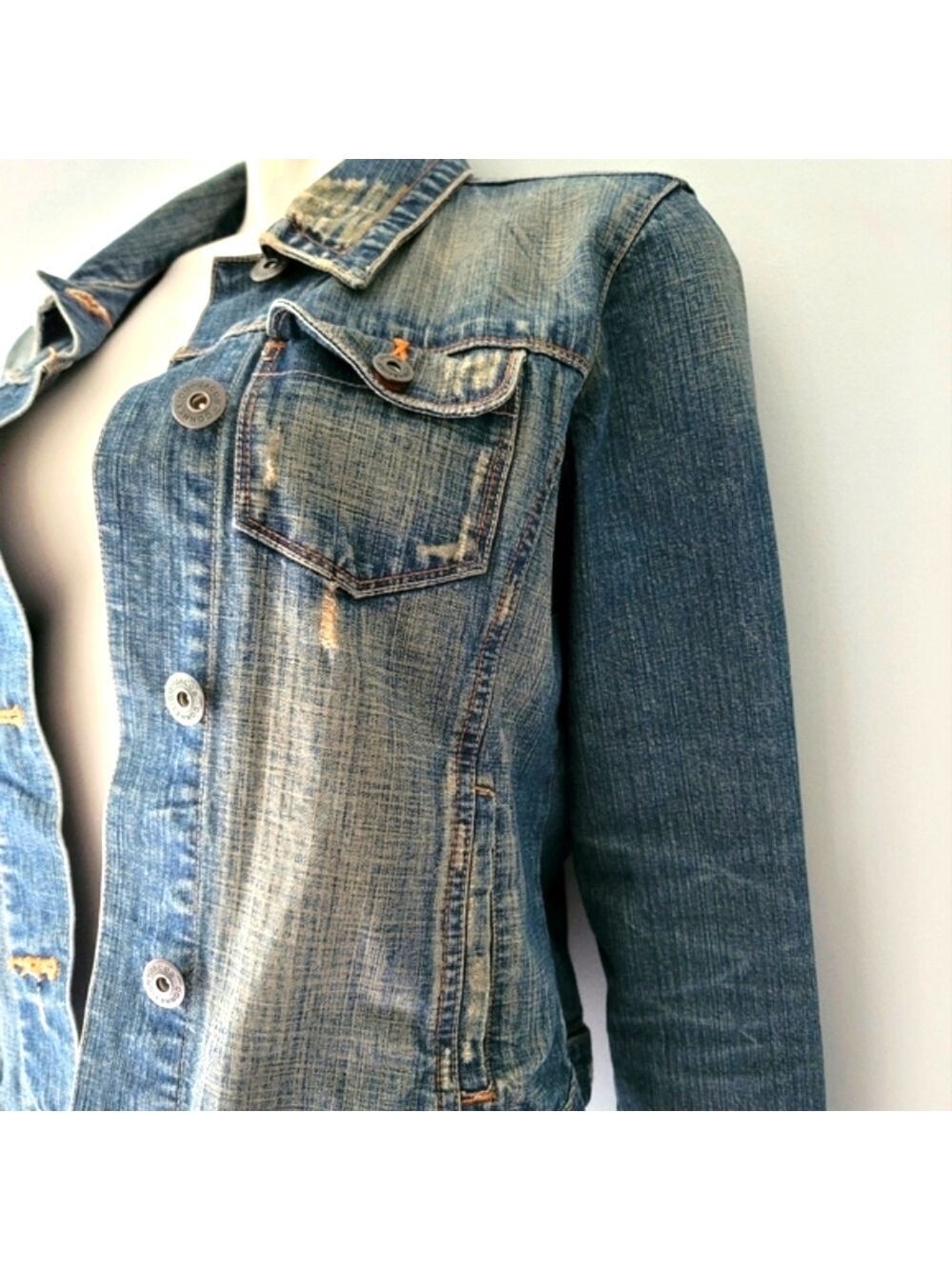 Jacob Connexion Distressed Denim Jacket Size L